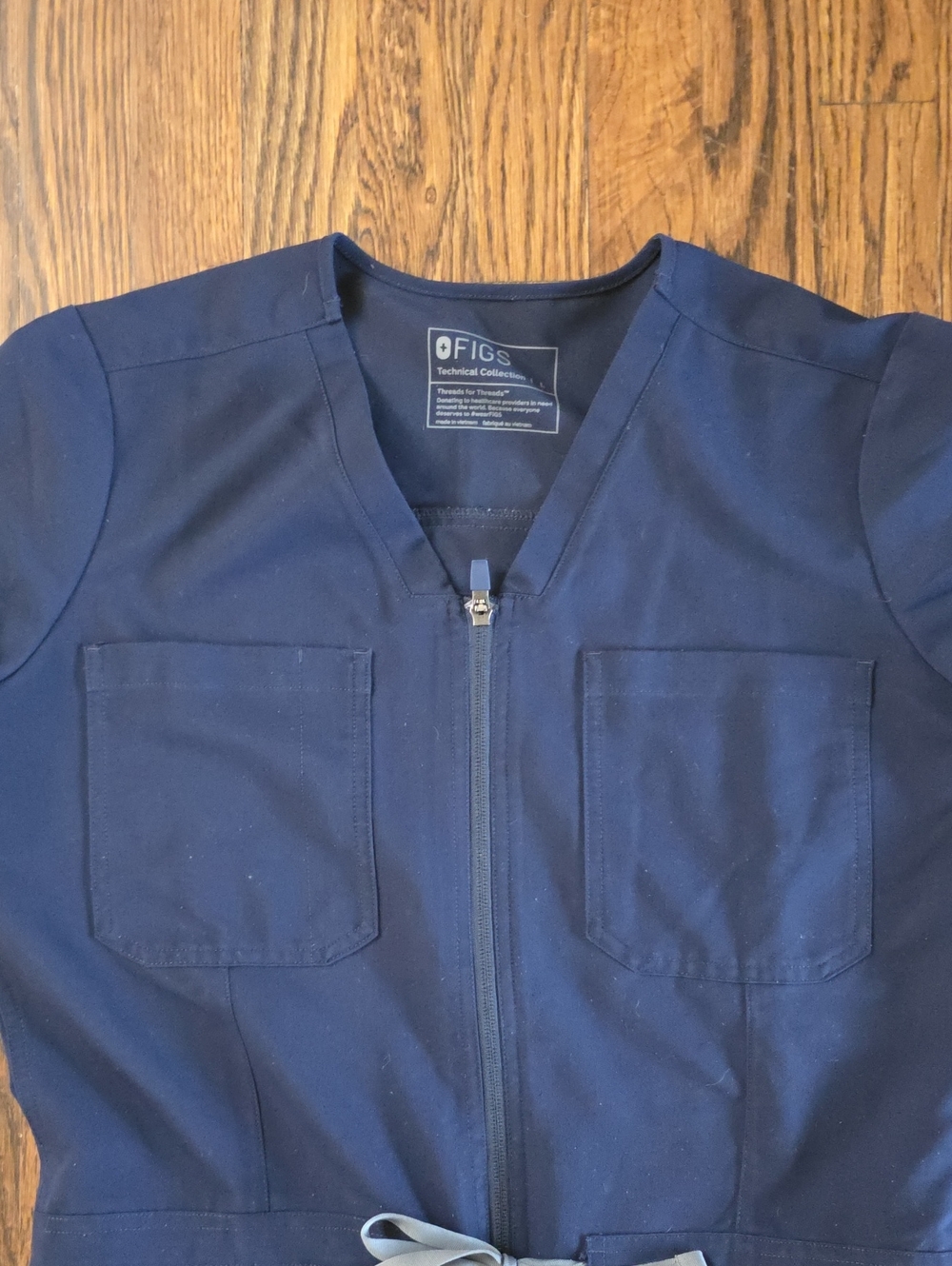 Figs Navy Zip-Front Scrub Jumpsuit - Picture 6 of 10